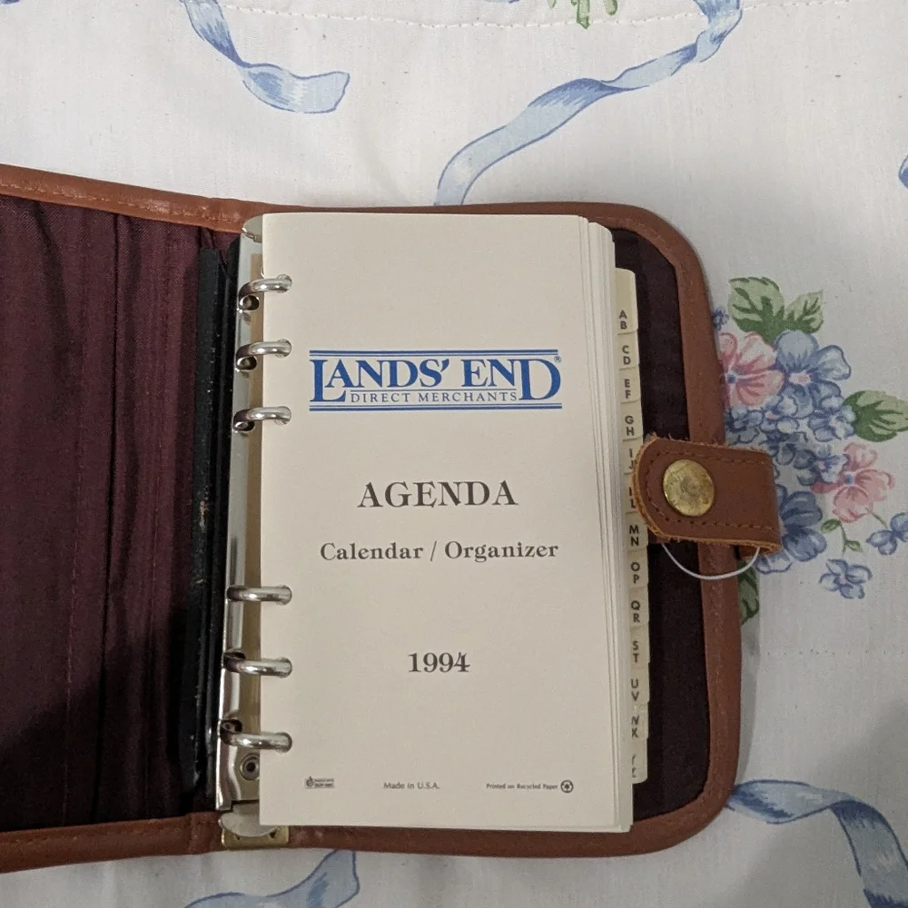 Lands End New maroon and leather address book, agenda. 7.5